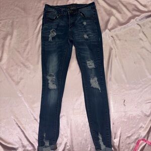 Rue21 Dark Blue Distressed Skinny Jeans/Jeggings